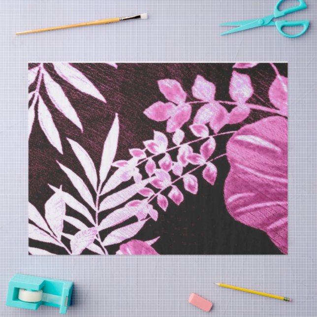 Papier Mousseline Fronds de palmier botanique Découpage Motif tropic (Artisanat)