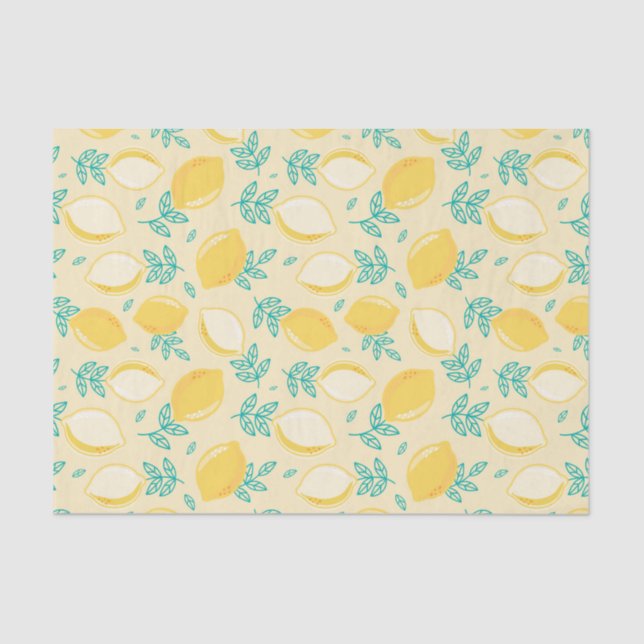 Papier Mousseline Fruit au citron Motif Découpage Tissu (Recto)
