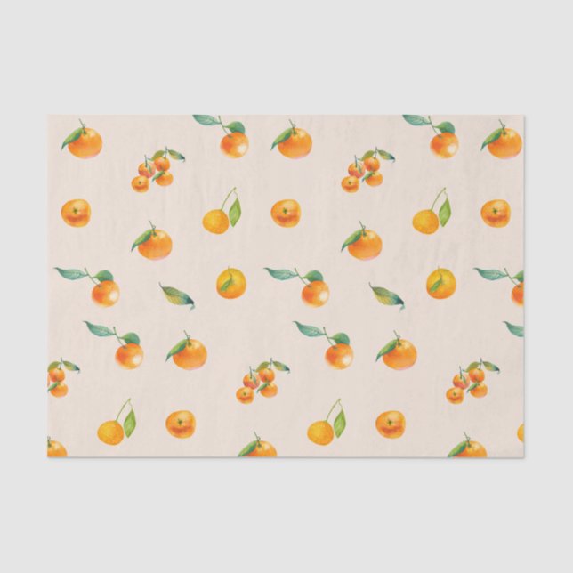 Papier Mousseline Fruit de Tangerine avec Feuilles (Recto)