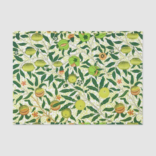 Papier Mousseline Fruit exotique de William Morris, jaune citron (Recto)