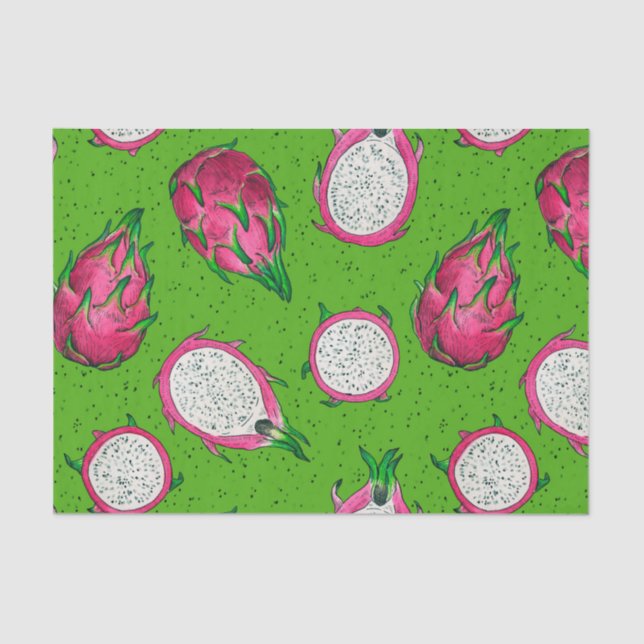 Papier Mousseline Fruit rouge dragon vert (Recto)