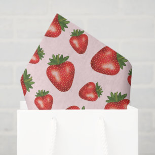 Papier Mousseline Fruit Rouge Motif Sur Rose