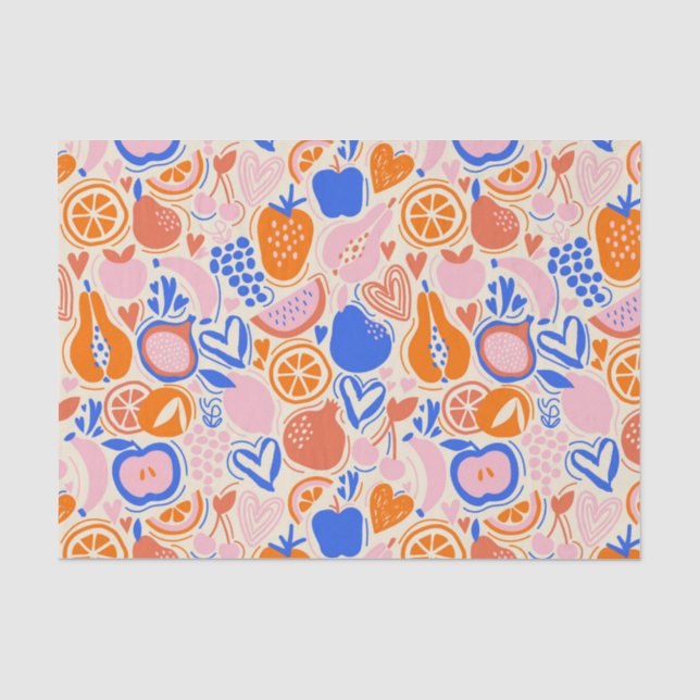 Papier Mousseline Fruits Bleus Orange Légumes (Recto)