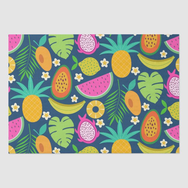 Papier Mousseline Fruits de la tropicale Ananas Banane Pastèque (Recto)