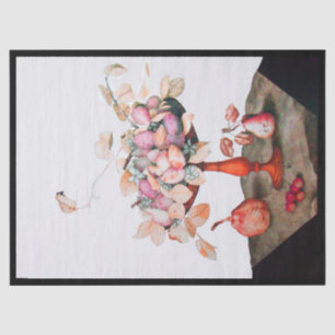 PAPIER MOUSSELINE FRUITS DE SAISON /JASMINES, PRUNES, PEARS