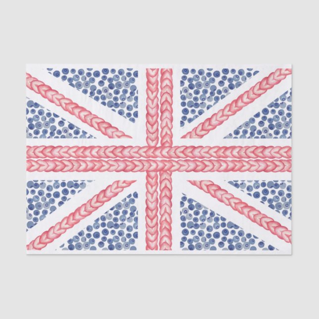 Papier Mousseline Fruits d'été de la couleur d'eau du drapeau britan (Recto)