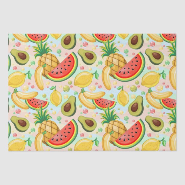Papier Mousseline Fruits d'été frais Motif (Recto)