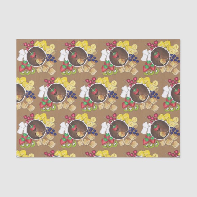Papier Mousseline Fruits Fondue Fruit Berries Marshmallow Dessert (Recto)