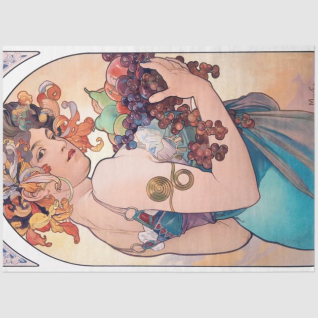 Papier Mousseline Fruits, Mucha (Recto)