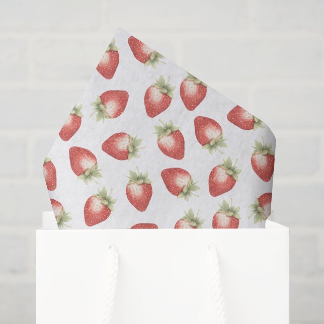 Papier Mousseline Fruits Rouges Fraises Anniversaire (Sac cadeau)