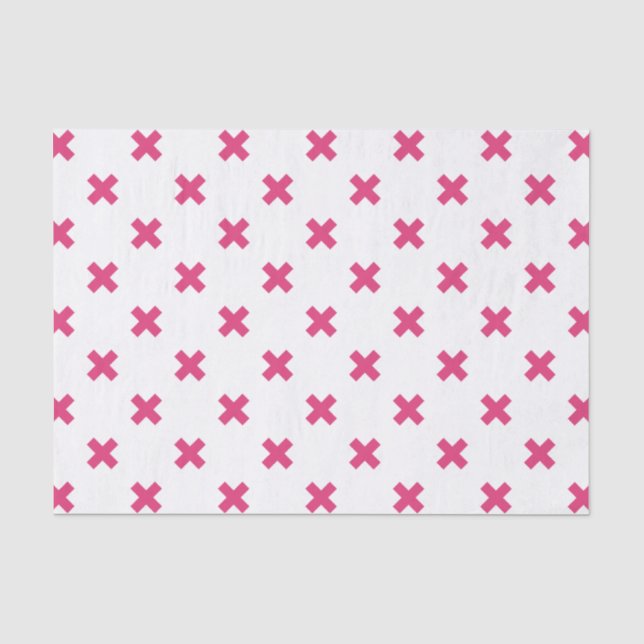 Papier Mousseline Fuchsia croix sur le blanc (Recto)