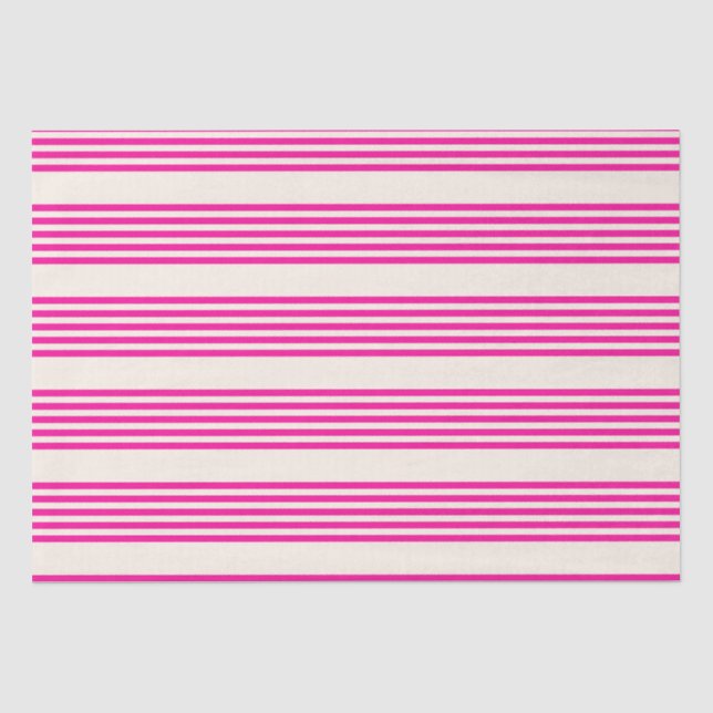 Papier Mousseline Fuchsia et beige cinq rayures motif (Recto)
