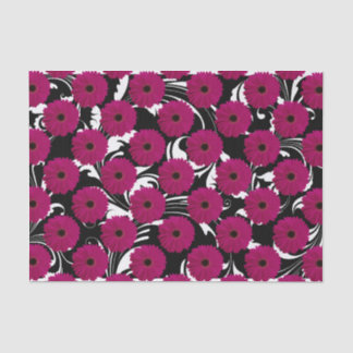 Papier Mousseline Fuchsia Gerbera rose marguerite noir/blanc tourbil
