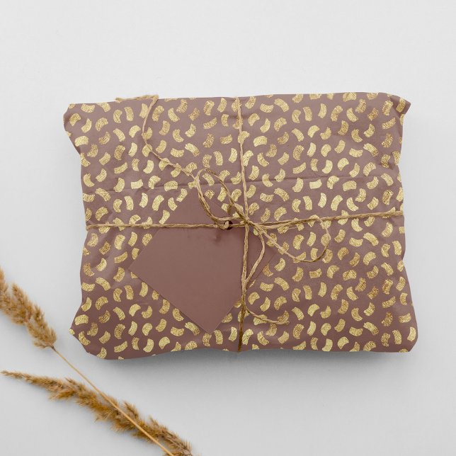 Papier Mousseline Fun Beige Golden Paint Strokes couleur #98766D (Créateur téléchargé)