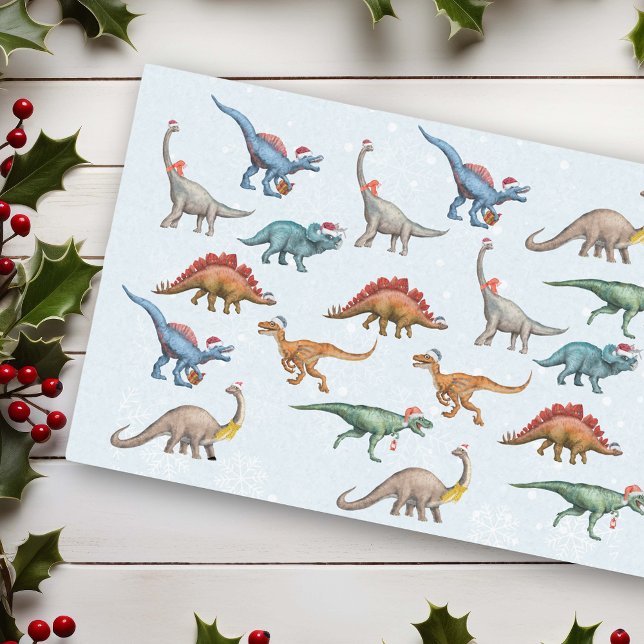 Papier Mousseline Fun Christmas Holiday Dinosaur Aquarelle motif (Créateur téléchargé)