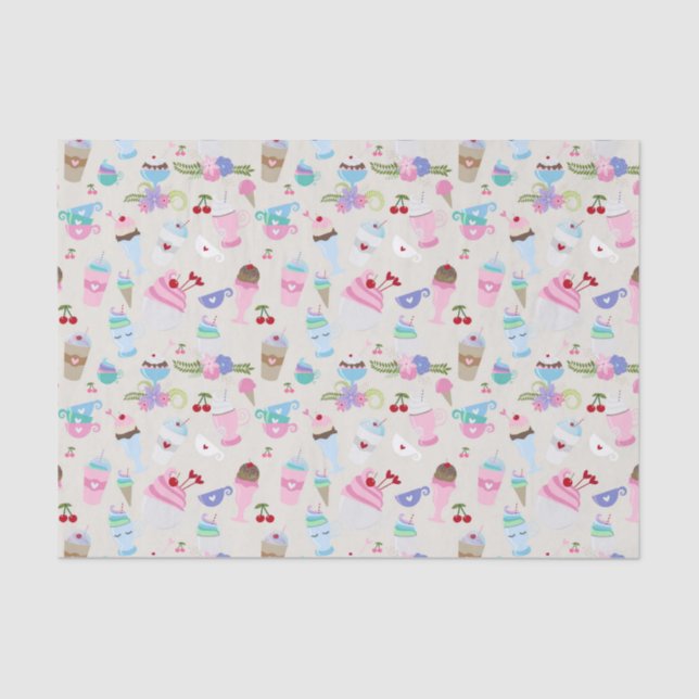 Papier Mousseline Fun Cupcake Sweets Motif de fête d'anniversaire (Recto)