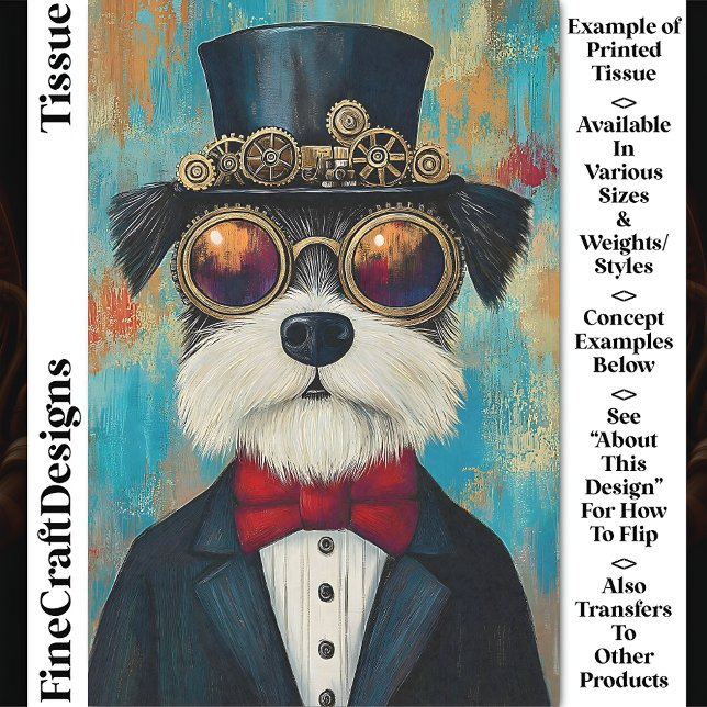 Papier Mousseline Fun Cute Steampunk Chien En Haut Chapeau Z5 Découp (Créateur téléchargé)