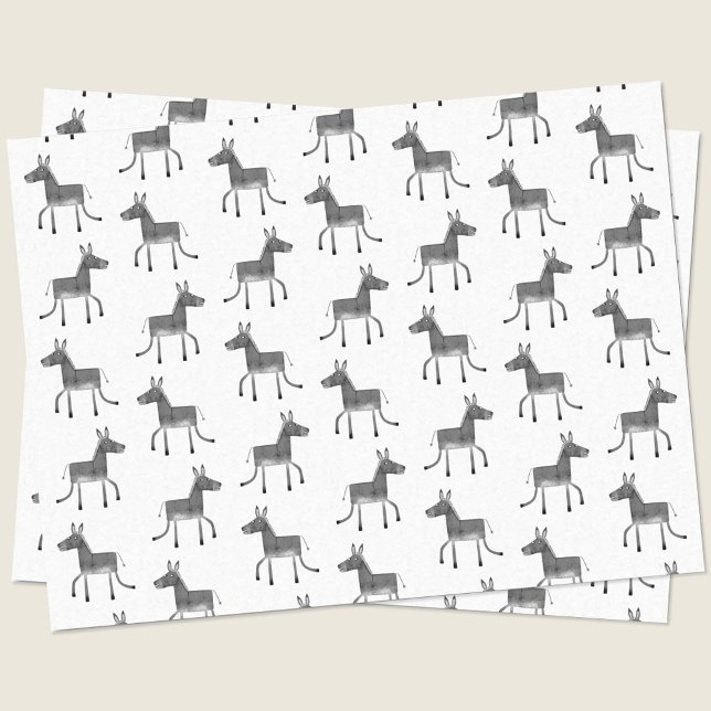 Papier Mousseline Fun Donkey Motif (Fun donkey tissue paper for animal lovers.  Ideal for gift wrap.)