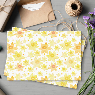 Papier Mousseline Fun Jaune Aquarelle Daffodil & Dots Motif