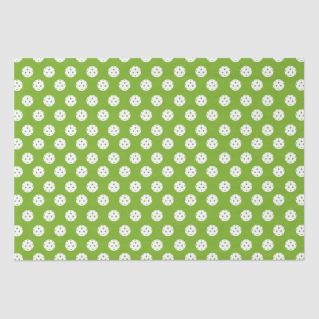 Papier Mousseline Fun Pickleball Motif Blanc Green Sports Balls (Recto)
