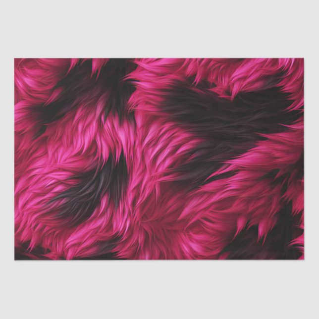 Papier Mousseline Fun Pink et Black faux monstre texture fourrure (Recto)