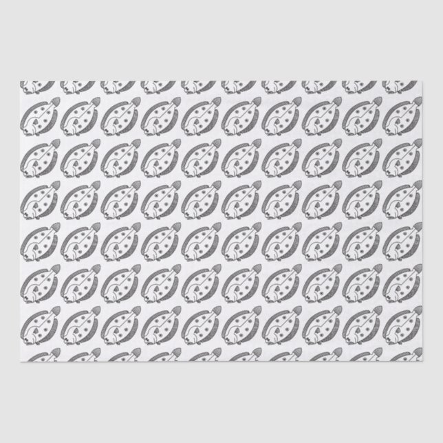 Papier Mousseline Fun poisson de fond en noir et blanc (Recto)