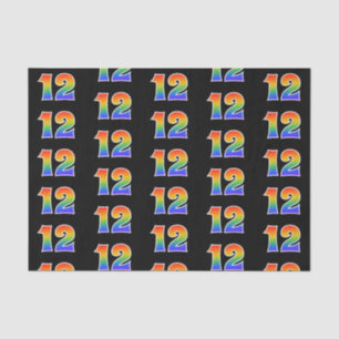 Papier Mousseline Fun Rainbow Spectrum Motif "12" Numéro d'événement