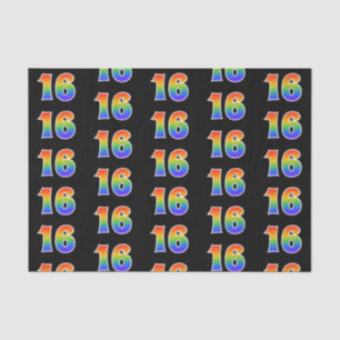 Papier Mousseline Fun Rainbow Spectrum Motif "16" Numéro de l'événem