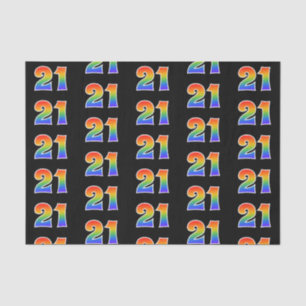 Papier Mousseline Fun Rainbow Spectrum Motif "21" Numéro d'événement