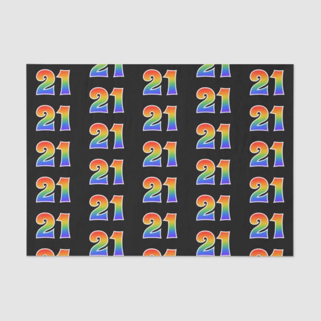Papier Mousseline Fun Rainbow Spectrum Motif "21" Numéro d'événement (Recto)