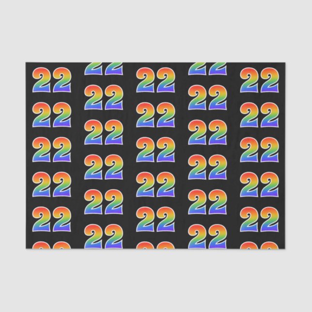 Papier Mousseline Fun Rainbow Spectrum Motif "22" Numéro d'événement (Recto)