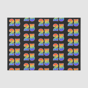 Papier Mousseline Fun Rainbow Spectrum Motif "25" Numéro d'événement