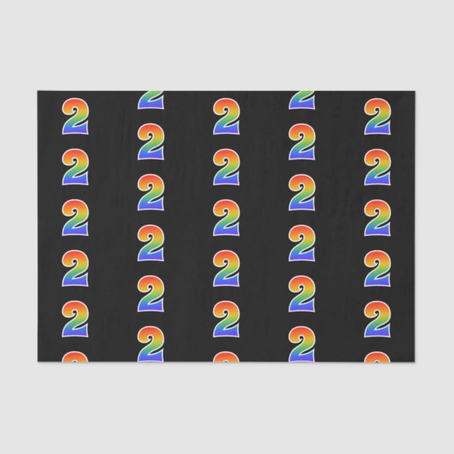 Papier Mousseline Fun Rainbow Spectrum Motif "2" Numéro d'événement (Recto)