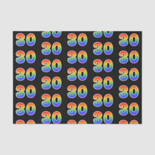 Papier Mousseline Fun Rainbow Spectrum Motif "30" Numéro d'événement