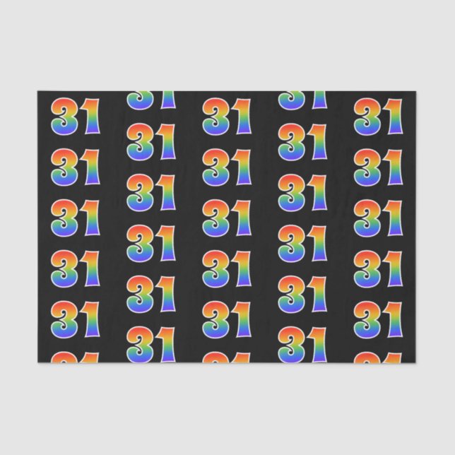 Papier Mousseline Fun Rainbow Spectrum Motif "31" Numéro d'événement (Recto)