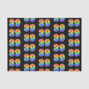 Papier Mousseline Fun Rainbow Spectrum Motif "39" Numéro d'événement