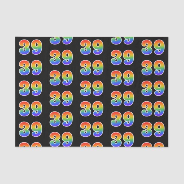 Papier Mousseline Fun Rainbow Spectrum Motif "39" Numéro d'événement (Recto)