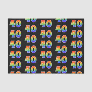 Papier Mousseline Fun Rainbow Spectrum Motif "40" Numéro d'événement