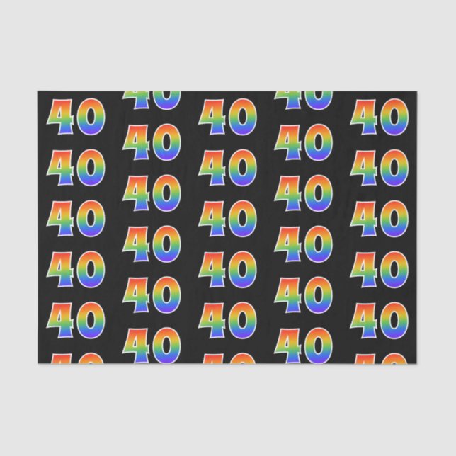 Papier Mousseline Fun Rainbow Spectrum Motif "40" Numéro d'événement (Recto)