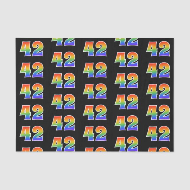 Papier Mousseline Fun Rainbow Spectrum Motif "42" Numéro d'événement (Recto)
