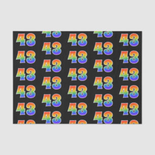 Papier Mousseline Fun Rainbow Spectrum Motif "43" Numéro d'événement