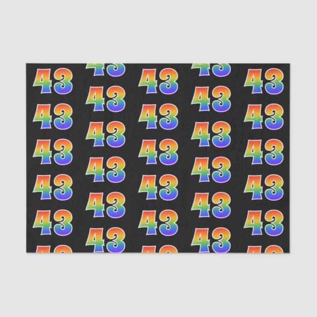 Papier Mousseline Fun Rainbow Spectrum Motif "43" Numéro d'événement (Recto)