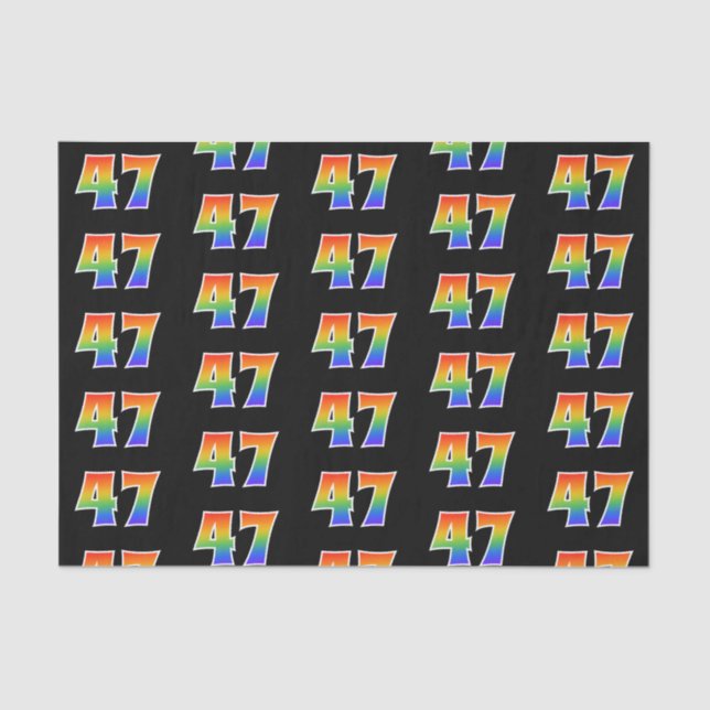 Papier Mousseline Fun Rainbow Spectrum Motif "47" Numéro d'événement (Recto)