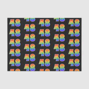Papier Mousseline Fun Rainbow Spectrum Motif "48" Numéro d'événement