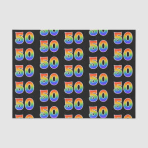 Papier Mousseline Fun Rainbow Spectrum Motif "50" Numéro d'événement