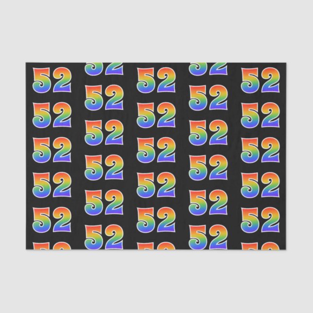 Papier Mousseline Fun Rainbow Spectrum Motif "52" Numéro d'événement (Recto)