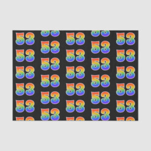 Papier Mousseline Fun Rainbow Spectrum Motif "53" Numéro d'événement