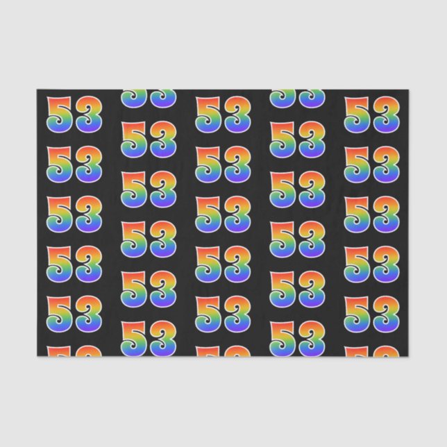 Papier Mousseline Fun Rainbow Spectrum Motif "53" Numéro d'événement (Recto)