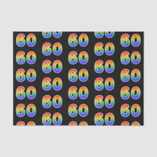 Papier Mousseline Fun Rainbow Spectrum Motif "60" Numéro d'événement