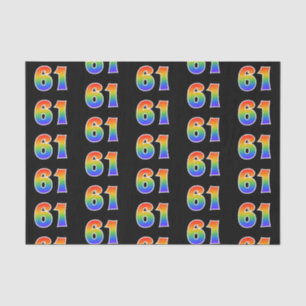 Papier Mousseline Fun Rainbow Spectrum Motif "61" Numéro d'événement